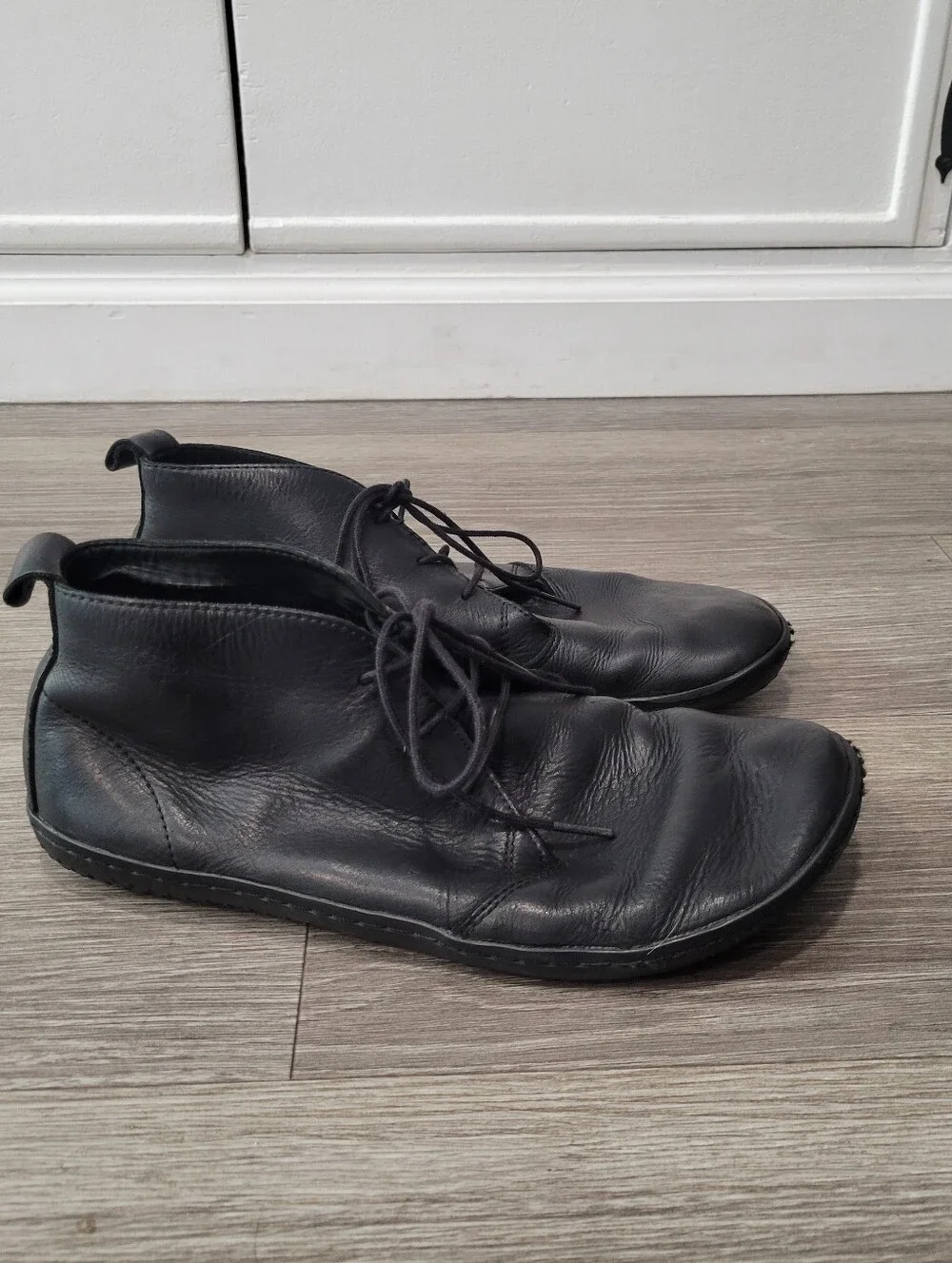 Vivobarefoot Black Leather Gobi IV Lace-Up Casual Boots Size 42